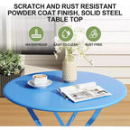 3-Piece Patio Bistro Set with Round Table & 2 Folding Chairs, for Balcony, Garden, Porch  Space-Saving Design (Flat Tube)