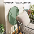 3-Piece Patio Bistro Set with Round Table & 2 Folding Chairs, for Balcony, Garden, Porch  Space-Saving Design (Flat Tube)