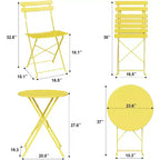 3-Piece Patio Bistro Set with Round Table & 2 Folding Chairs, for Balcony, Garden, Porch  Space-Saving Design (Flat Tube)