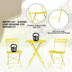 3-Piece Patio Bistro Set with Round Table & 2 Folding Chairs, for Balcony, Garden, Porch  Space-Saving Design (Flat Tube)