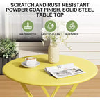 3-Piece Patio Bistro Set with Round Table & 2 Folding Chairs, for Balcony, Garden, Porch  Space-Saving Design (Flat Tube)