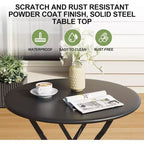 3-Piece Patio Bistro Set with Round Table & 2 Folding Chairs, for Balcony, Garden, Porch  Space-Saving Design (Flat Tube)