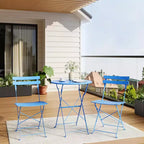 3-Piece Patio Bistro Set with Round Table & 2 Folding Chairs, for Balcony, Garden, Porch  Space-Saving Design (Flat Tube)