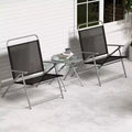 Bestier 3 Piece Patio Bistro Set, Outdoor Folding Chairs with Backrests, Portable Dining Chairs Set with Glass Top Table for Porch, Poolside, Backyard