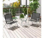 Bestier 3 Piece Patio Bistro Set, Outdoor Folding Chairs with Backrests, Portable Dining Chairs Set with Glass Top Table for Porch, Poolside, Backyard