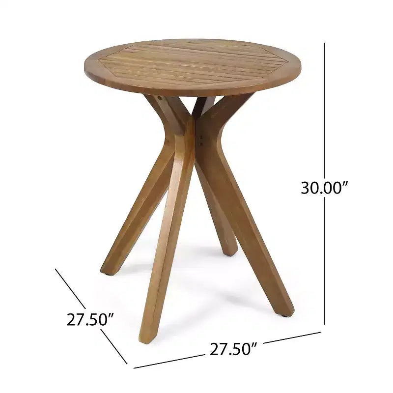 GDFStudio Specter Outdoor Acacia Wood and Rope 3 Piece Bistro Set