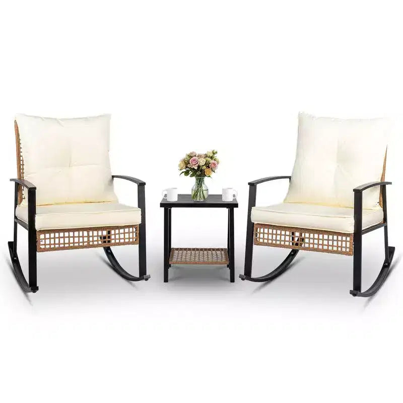 Karl Home Patio 3-Piece Wicker Rocking Conversation Set