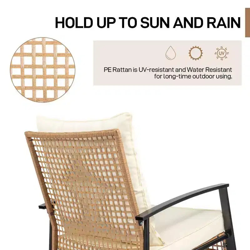 Karl Home Patio 3-Piece Wicker Rocking Conversation Set