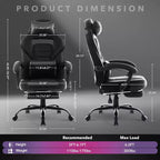 360 Swivel Height Adjustable Gaming Chair with Retractable Footrest & Ergonomic Lumbar High Back PU Leather Computer Chair with Headrest for Office