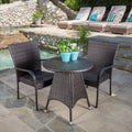 GDFStudio Nyanza Outdoor Wicker 3 Piece Bistro Set with Umbrella Hole