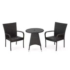 GDFStudio Nyanza Outdoor Wicker 3 Piece Bistro Set with Umbrella Hole