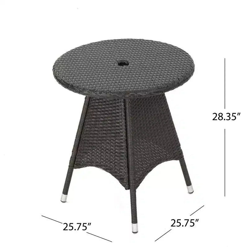 GDFStudio Nyanza Outdoor Wicker 3 Piece Bistro Set with Umbrella Hole