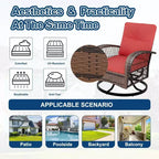 3-Piece Swivel Rocking Patio Chairs Set with 2 360-Degree Swivel Rocking Chairs and Tempered Glass Table, Bistro Set With Thickened Cushions