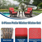3-Piece Swivel Rocking Patio Chairs Set with 2 360-Degree Swivel Rocking Chairs and Tempered Glass Table, Bistro Set With Thickened Cushions