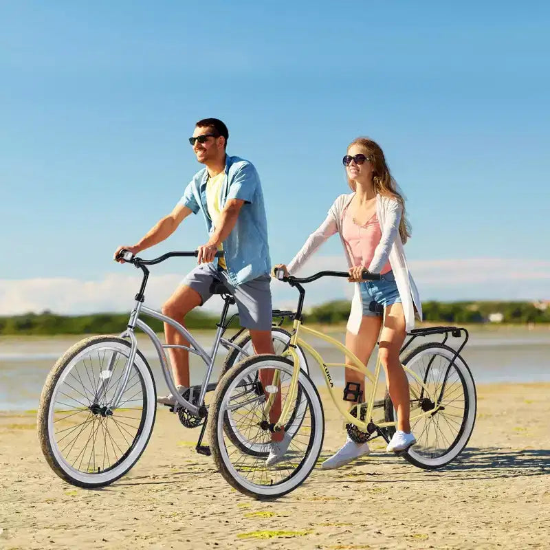 NAYSAYE Beach Cruiser Bike 26 inch Wheels Bike 7 Speed V-Brake Comfortable Saddle Classic Retro Cruiser Bike Commuter Bike for Women Men Senior