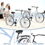NAYSAYE Beach Cruiser Bike 26 inch Wheels Bike 7 Speed V-Brake Comfortable Saddle Classic Retro Cruiser Bike Commuter Bike for Women Men Senior