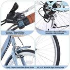 NAYSAYE Bicycle 7 Speed City Bike with Basket Steel Frame for Girls for Commuting and Leisure, Blue, 66.93*24.8*41.34