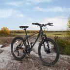NAYSAYE Bicycle 26 Inch Mountain Bike 21 Speeds Mechanical Disc Brakes for Off Road, Orange, 71*25*39.3