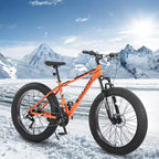 NAYSAYE Bicycle 26 Inch Fat Tire Bike 21 Speeds Full Gearing for Adults and Youth for Off Road, Orange, 74*25*41