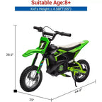 24V Kids Electric Off-Road Motorcycle 250W Motor Air-Filled Tires Metal Suspension Max 22KM/H 139LBS Load for Ages 6+ Riding Toy