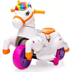 Sandinrayli Kids Ride on Unicorn Car Toys 6V Kids' Electric Vehicles 3-Wheel Toddler Trike, Colorful