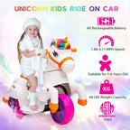 Sandinrayli Kids Ride on Unicorn Car Toys 6V Kids' Electric Vehicles 3-Wheel Toddler Trike, Colorful