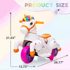 Sandinrayli Kids Ride on Unicorn Car Toys 6V Kids' Electric Vehicles 3-Wheel Toddler Trike, Colorful
