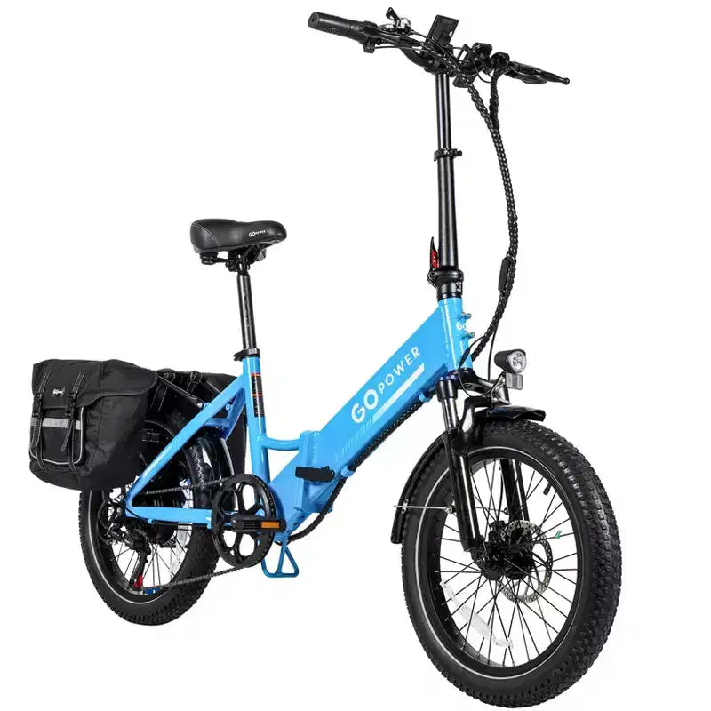GoPowerBike GoPlus Folding Electric Bike | 20 Fat Tire eBike | 500W Motor, 20mph Top Speed | 45+ Mile Range, 5 Pedal-Assist Levels | Open Box