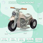 6V Kids Bubble Ride-On Motorcycle w/LED Lights & Music, Foot Pedal, Forward/Reverse, 66LBS for Ages 3+ (Bubble Sol. Not Included)