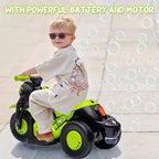 6V Kids Bubble Ride-On Motorcycle w/LED Lights & Music, Foot Pedal, Forward/Reverse, 66LBS for Ages 3+ (Bubble Sol. Not Included)
