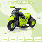 6V Kids Bubble Ride-On Motorcycle w/LED Lights & Music, Foot Pedal, Forward/Reverse, 66LBS for Ages 3+ (Bubble Sol. Not Included)