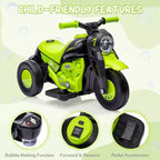6V Kids Bubble Ride-On Motorcycle w/LED Lights & Music, Foot Pedal, Forward/Reverse, 66LBS for Ages 3+ (Bubble Sol. Not Included)