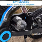 24V Kids Electric Dirt Bike 350W Motor, 3-Speed (5-14.29MPH), Hydraulic Suspension, 135LBS Capacity for Ages 8-12, 90 Min Runtime