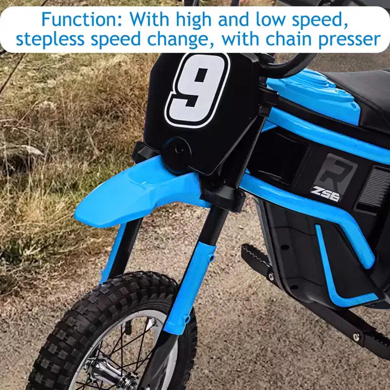 24V Kids Electric Dirt Bike 350W Motor, 3-Speed (5-14.29MPH), Hydraulic Suspension, 135LBS Capacity for Ages 8-12, 90 Min Runtime