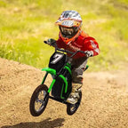 24V Kids Electric Dirt Bike 350W Motor, 3-Speed (5-14.29MPH), Hydraulic Suspension, 135LBS Capacity for Ages 8-12, 90 Min Runtime
