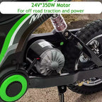 24V Kids Electric Dirt Bike 350W Motor, 3-Speed (5-14.29MPH), Hydraulic Suspension, 135LBS Capacity for Ages 8-12, 90 Min Runtime