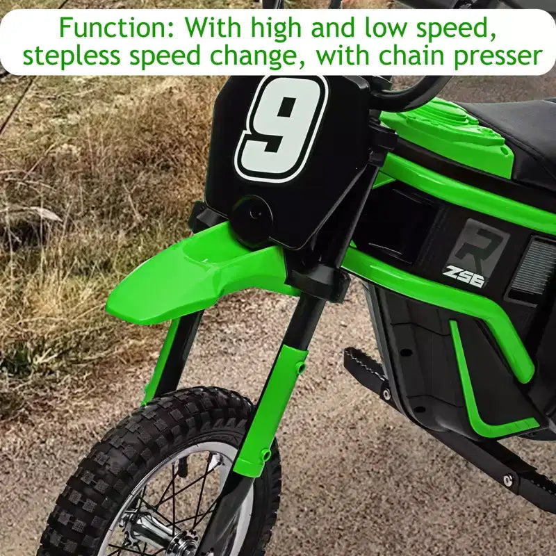 24V Kids Electric Dirt Bike 350W Motor, 3-Speed (5-14.29MPH), Hydraulic Suspension, 135LBS Capacity for Ages 8-12, 90 Min Runtime