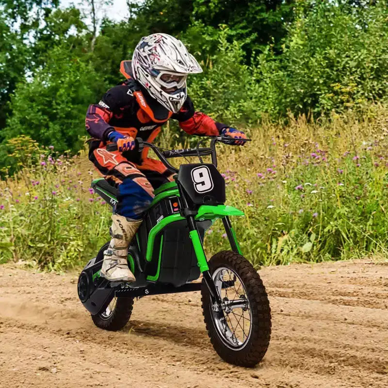24V Kids Electric Dirt Bike 350W Motor, 3-Speed (5-14.29MPH), Hydraulic Suspension, 135LBS Capacity for Ages 8-12, 90 Min Runtime