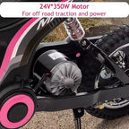 24V Kids Electric Dirt Bike 350W Motor, 3-Speed (5-14.29MPH), Hydraulic Suspension, 135LBS Capacity for Ages 8-12, 90 Min Runtime