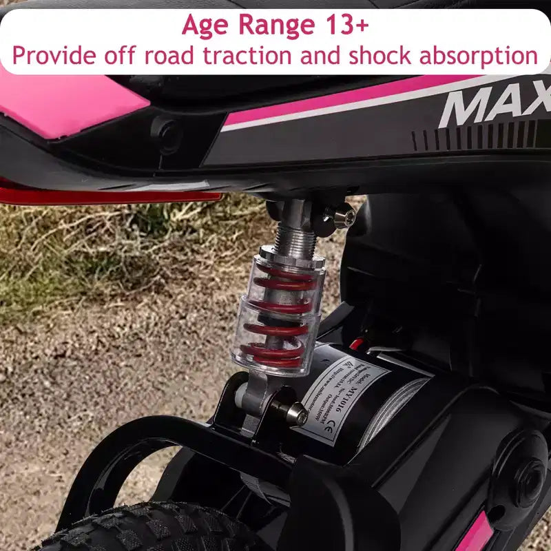 24V Kids Electric Dirt Bike 350W Motor, 3-Speed (5-14.29MPH), Hydraulic Suspension, 135LBS Capacity for Ages 8-12, 90 Min Runtime