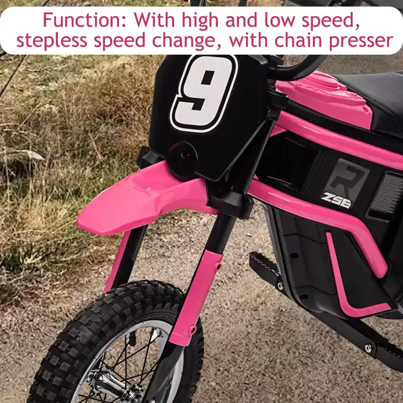 24V Kids Electric Dirt Bike 350W Motor, 3-Speed (5-14.29MPH), Hydraulic Suspension, 135LBS Capacity for Ages 8-12, 90 Min Runtime