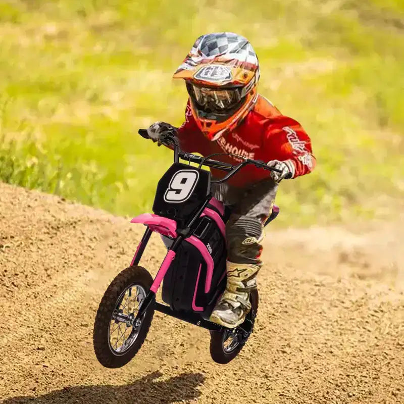 24V Kids Electric Dirt Bike 350W Motor, 3-Speed (5-14.29MPH), Hydraulic Suspension, 135LBS Capacity for Ages 8-12, 90 Min Runtime