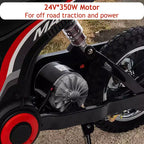 24V Kids Electric Dirt Bike 350W Motor, 3-Speed (5-14.29MPH), Hydraulic Suspension, 135LBS Capacity for Ages 8-12, 90 Min Runtime