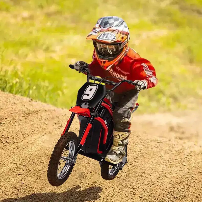 24V Kids Electric Dirt Bike 350W Motor, 3-Speed (5-14.29MPH), Hydraulic Suspension, 135LBS Capacity for Ages 8-12, 90 Min Runtime