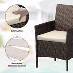 3 Piece Patio Set with PE Rattan  Outdoor Conversation Furniture Set for Front Porch, 2 Chairs & Coffee Table  Bistro Balcony Patio Furniture