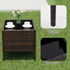 3 Piece Patio Set with PE Rattan  Outdoor Conversation Furniture Set for Front Porch, 2 Chairs & Coffee Table  Bistro Balcony Patio Furniture