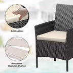 3 Piece Patio Set with PE Rattan  Outdoor Conversation Furniture Set for Front Porch, 2 Chairs & Coffee Table  Bistro Balcony Patio Furniture