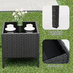3 Piece Patio Set with PE Rattan  Outdoor Conversation Furniture Set for Front Porch, 2 Chairs & Coffee Table  Bistro Balcony Patio Furniture