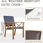 CLIHOME Outdoor Patio 3-Piece Conversation Set,Wood Grain Aluminum Wicker Table and Chair Bistro Set