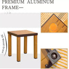 CLIHOME Outdoor Patio 3-Piece Conversation Set,Wood Grain Aluminum Wicker Table and Chair Bistro Set